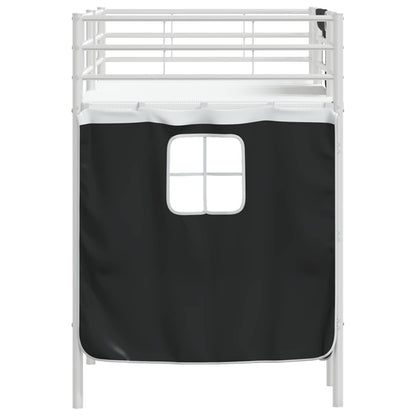 Loftbedframe Voor Kinderen Met Gordijnen 100 x 190 cm Wit en zwart