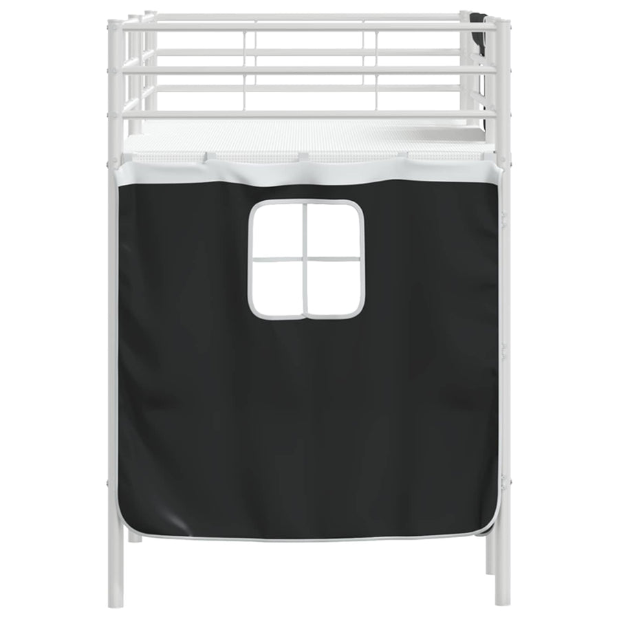 Loftbedframe Voor Kinderen Met Gordijnen 100 x 190 cm Wit en zwart