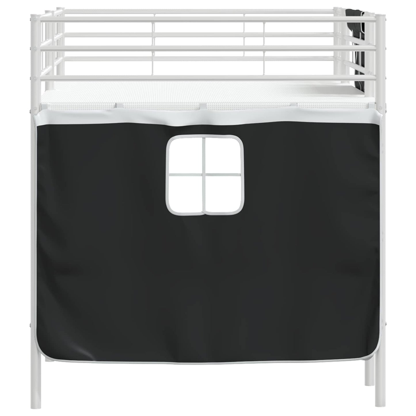 Loftbedframe Voor Kinderen Met Gordijnen 107 x 201 cm Wit en zwart