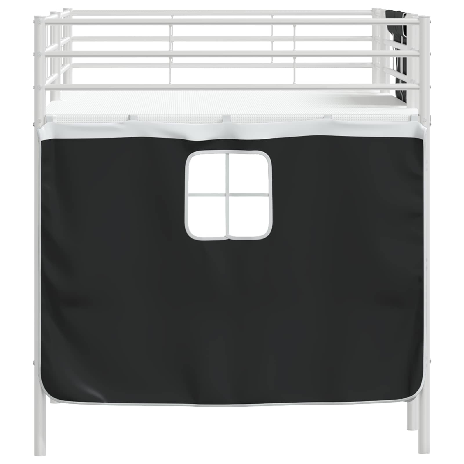 Loftbedframe Voor Kinderen Met Gordijnen 107 x 201 cm Wit en zwart