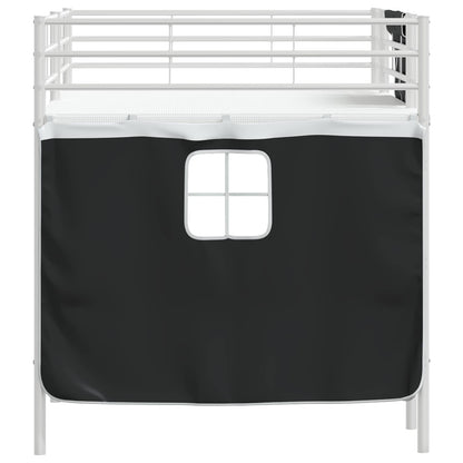 Loftbedframe Voor Kinderen Met Gordijnen 107 x 201 cm Wit en zwart