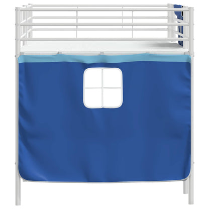 Loftbedframe Voor Kinderen Met Gordijnen 90 x 201 cm Wit en blauw