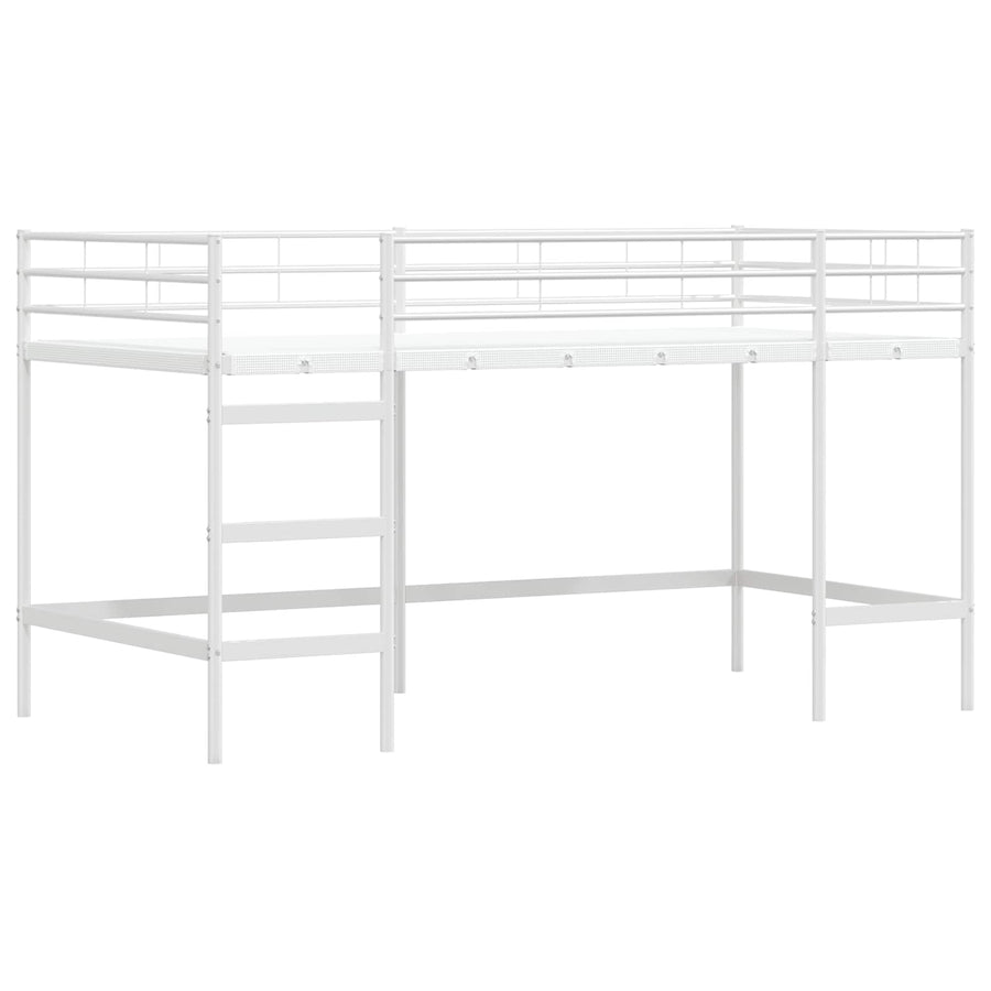Loftbedframe Voor Kinderen Met Gordijnen 107 x 201 cm Wit en blauw