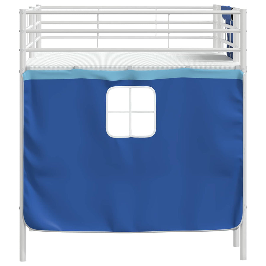 Loftbedframe Voor Kinderen Met Gordijnen 107 x 201 cm Wit en blauw
