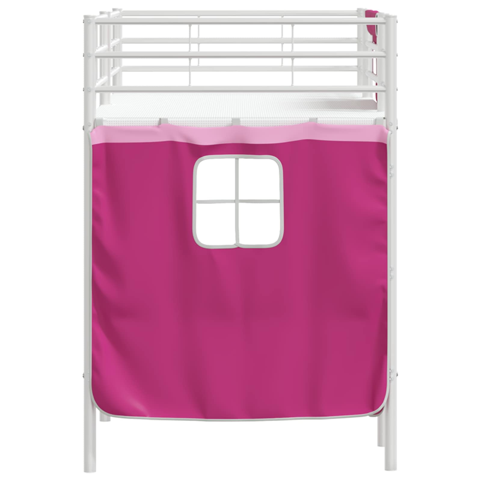 Loftbedframe Voor Kinderen Met Gordijnen 75 x 190 cm Wit en roze