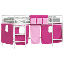 Loftbedframe Voor Kinderen Met Gordijnen 80 x 201 cm Wit en roze