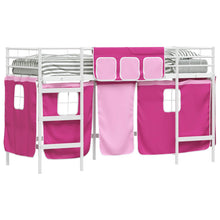 Loftbedframe Voor Kinderen Met Gordijnen 90 x 190 cm Wit en roze