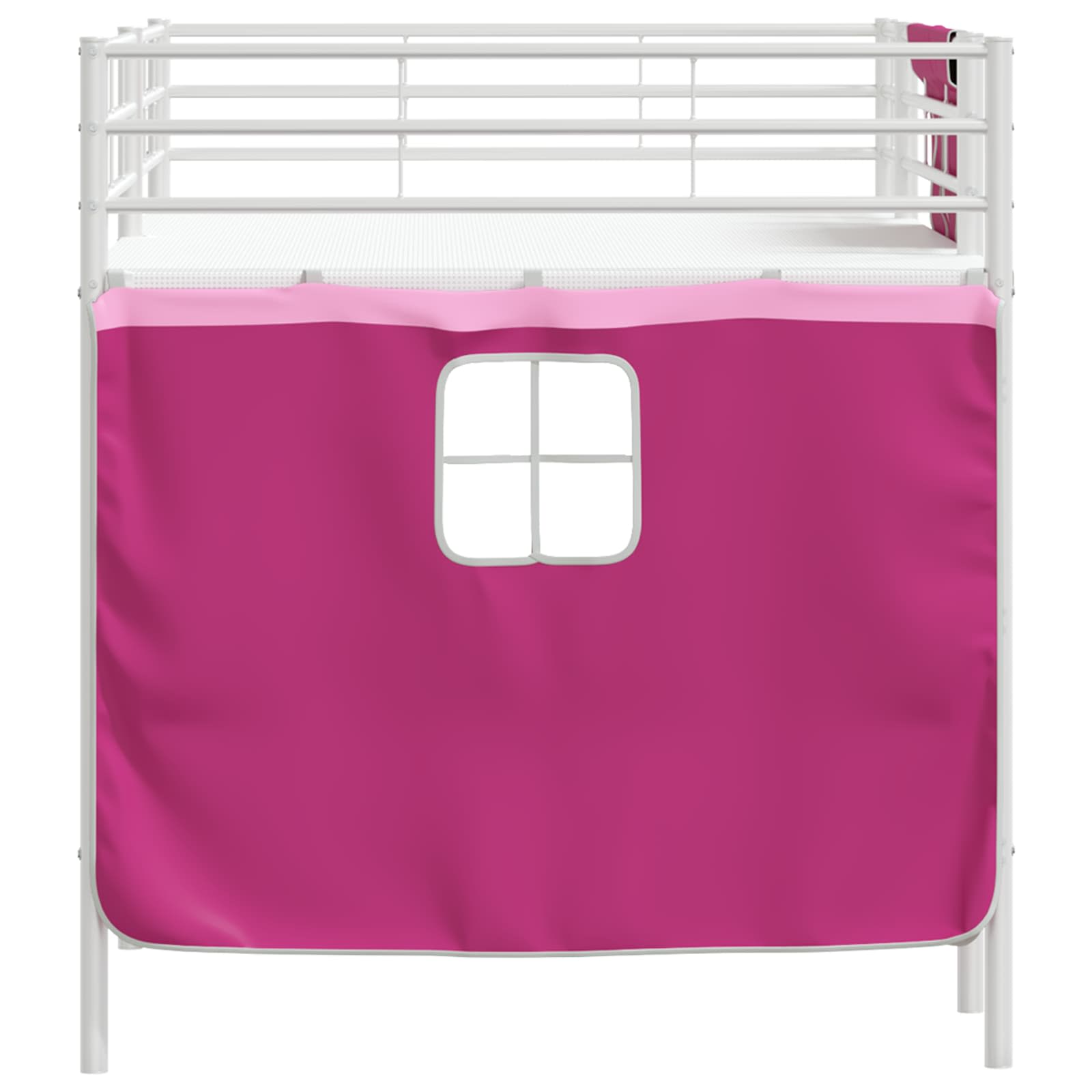 Loftbedframe Voor Kinderen Met Gordijnen 90 x 201 cm Wit en roze