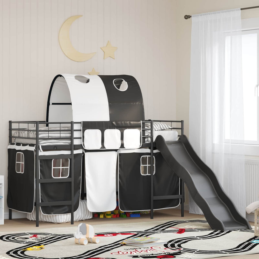 Loftbed voor Kids Zwart 90 x 190 cm Metaal
