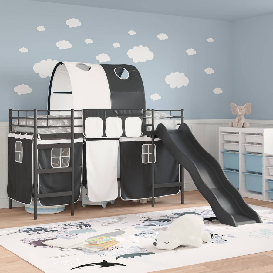 Loftbed voor Kids Zwart 90 x 190 cm Metaal