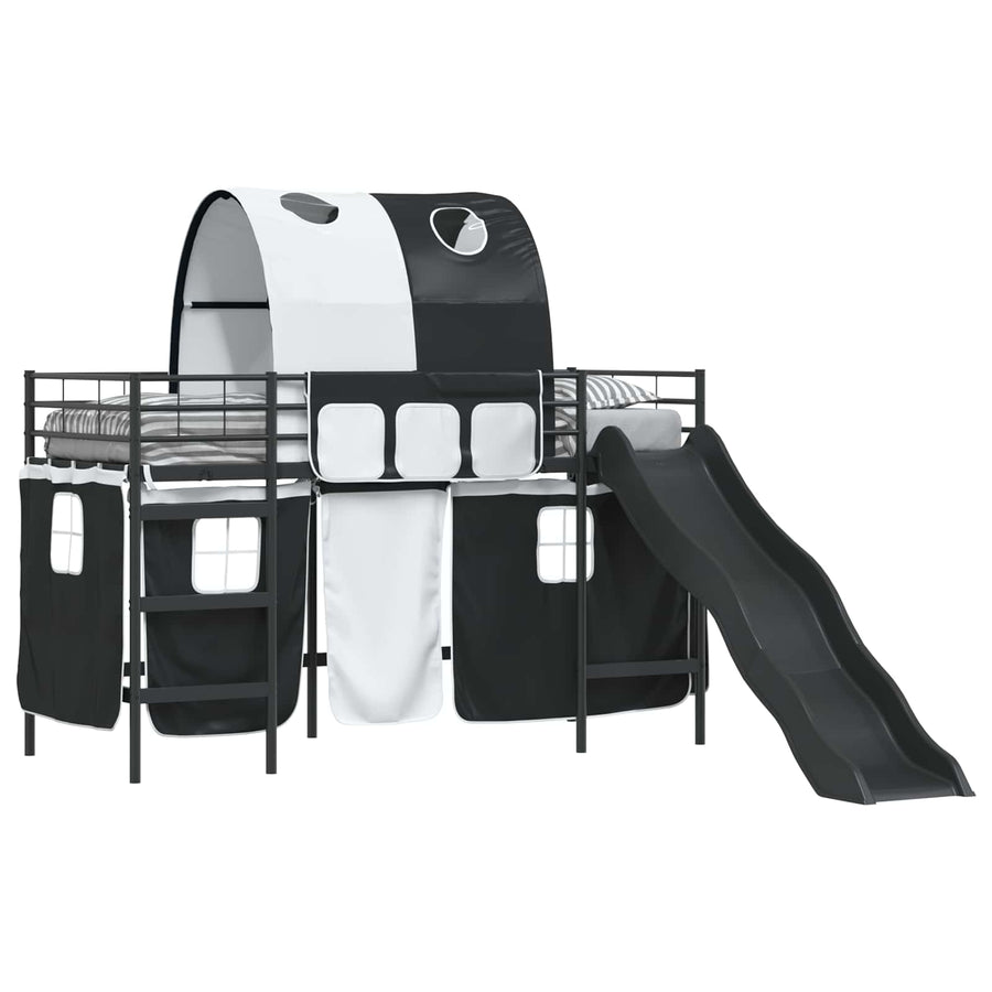Loftbed voor Kids Zwart 90 x 190 cm Metaal