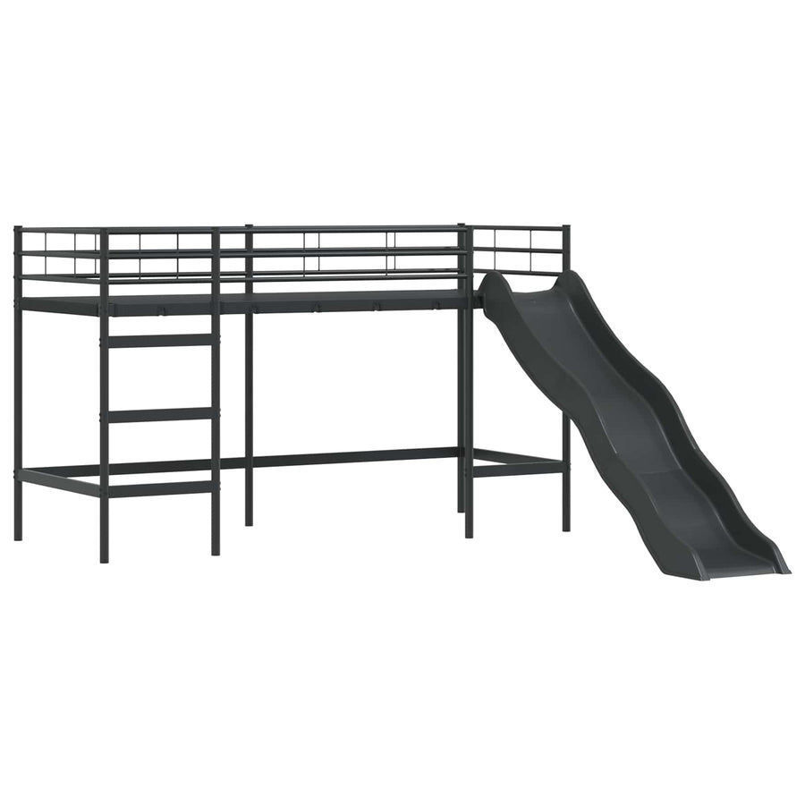 Loftbed voor Kids Zwart 90 x 190 cm Metaal