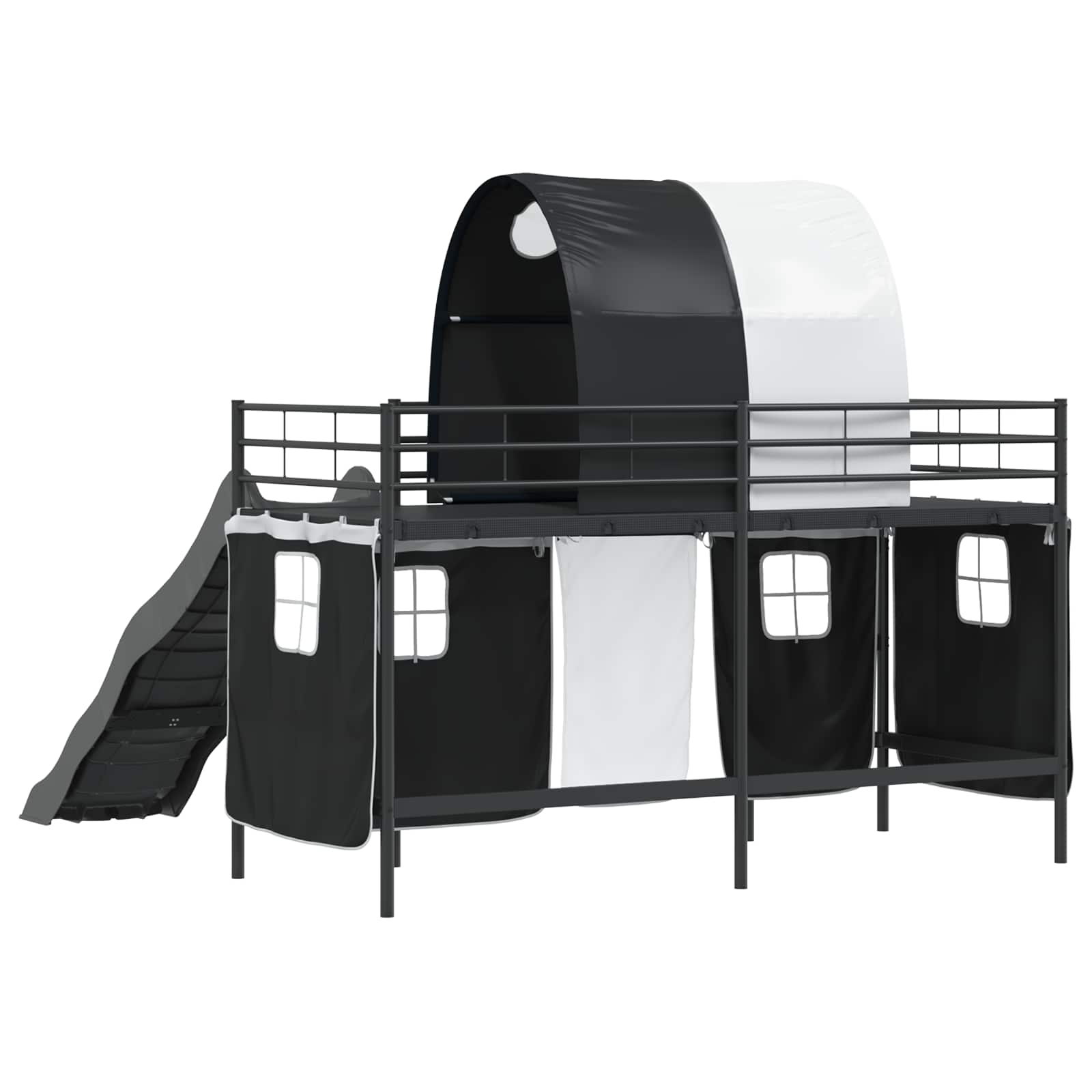 Loftbed voor Kids Zwart 90 x 190 cm Metaal