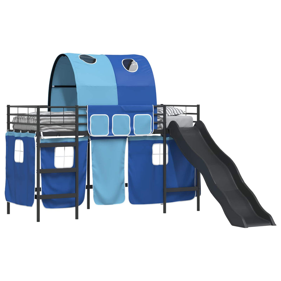 Loftbed voor Kids Zwart en Blauw 90 x 190 cm Metaal