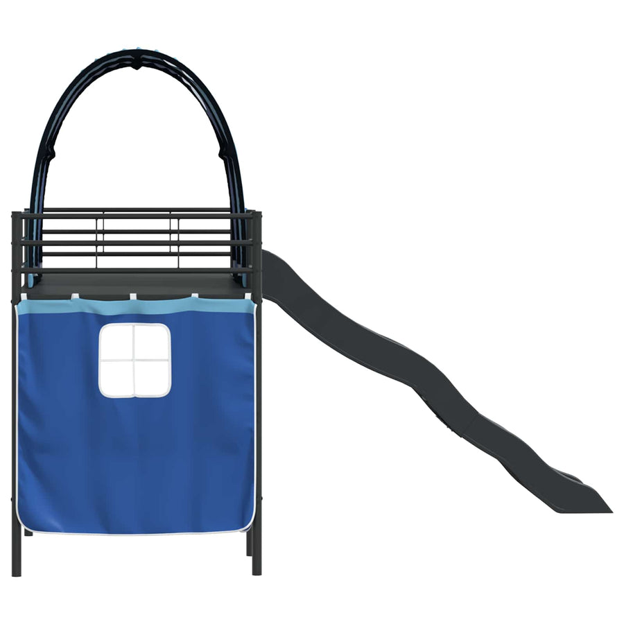Loftbed voor Kids Zwart en Blauw 90 x 190 cm Metaal