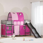 Kids' Loft Bed Black and Pink 74.5 x 190 cm Metal