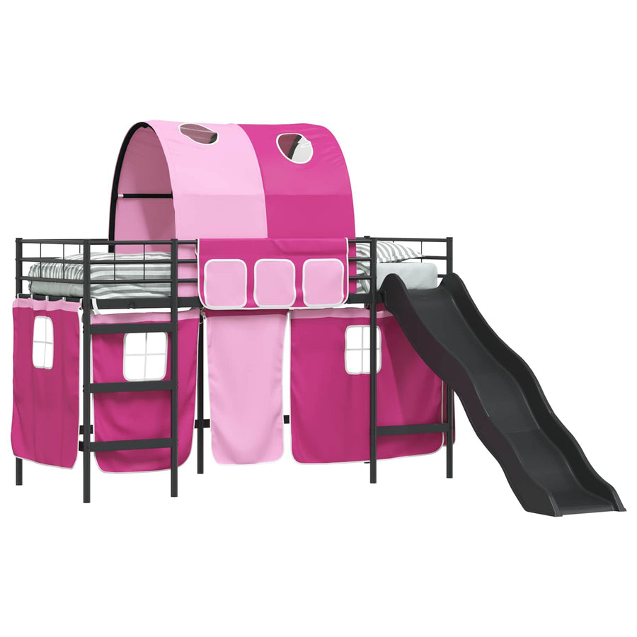 Loftbed voor Kids Zwart en Roze 90 x 190 cm Metaal