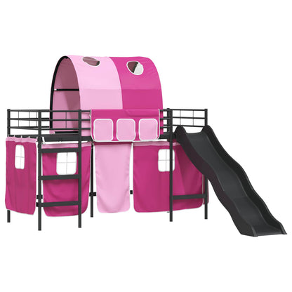 Loftbed voor Kids Zwart en Roze 90 x 190 cm Metaal