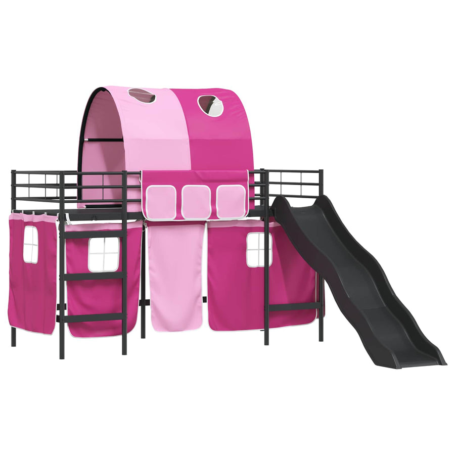 Loftbed voor Kids Zwart en Roze 90 x 190 cm Metaal