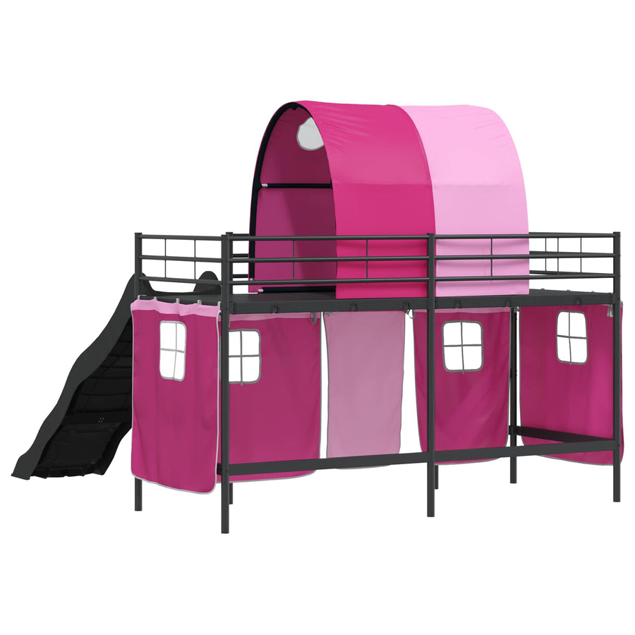 Loftbed voor Kids Zwart en Roze 90 x 190 cm Metaal