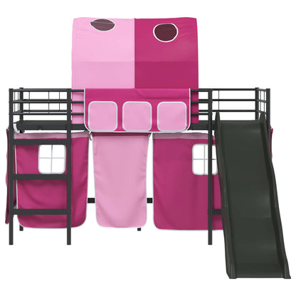 Loftbed voor Kids Zwart en Roze 90 x 190 cm Metaal