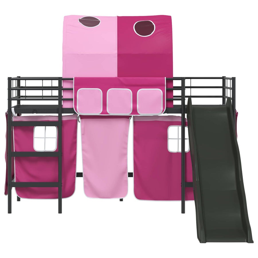 Loftbed voor Kids Zwart en Roze 90 x 190 cm Metaal