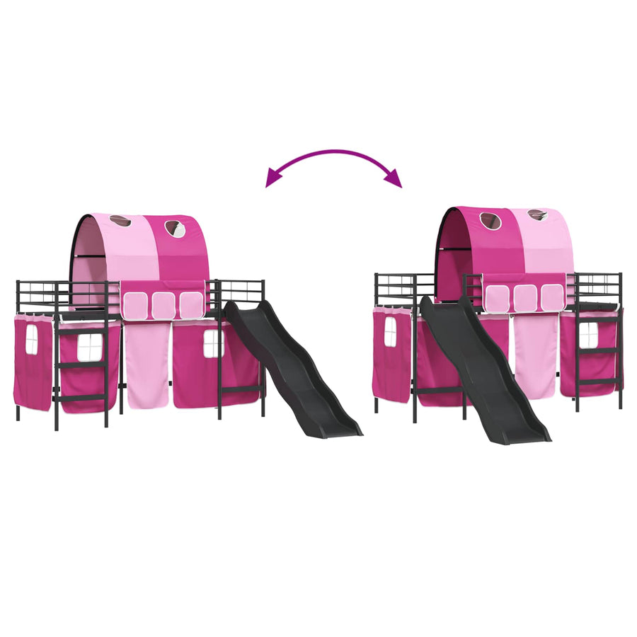 Loftbed voor Kids Zwart en Roze 90 x 190 cm Metaal