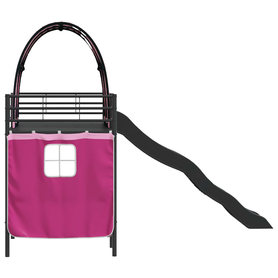 Loftbed voor Kids Zwart en Roze 90 x 190 cm Metaal