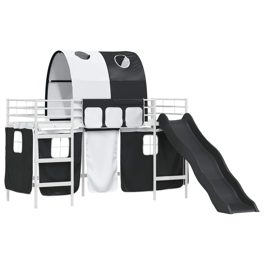 Loftbed voor Kids Wit en zwart 90 x 190 cm Metaal