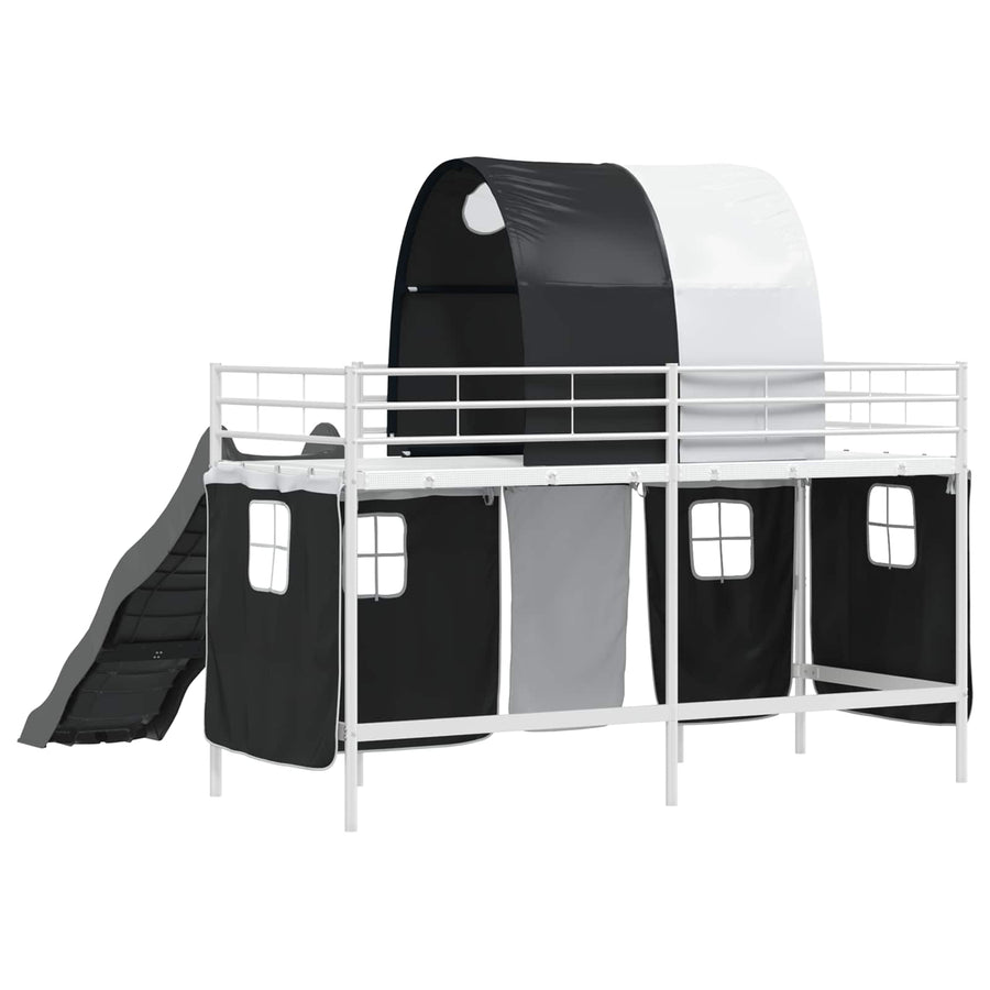 Loftbed voor Kids Wit en zwart 90 x 190 cm Metaal
