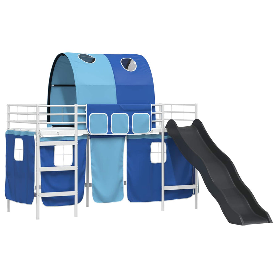 Loftbed voor Kids Wit en Blauw 90 x 190 cm Metaal