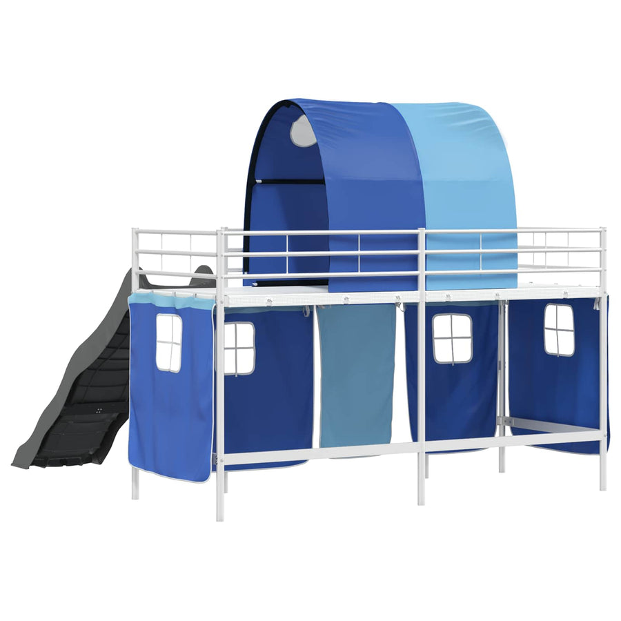 Loftbed voor Kids Wit en Blauw 90 x 190 cm Metaal