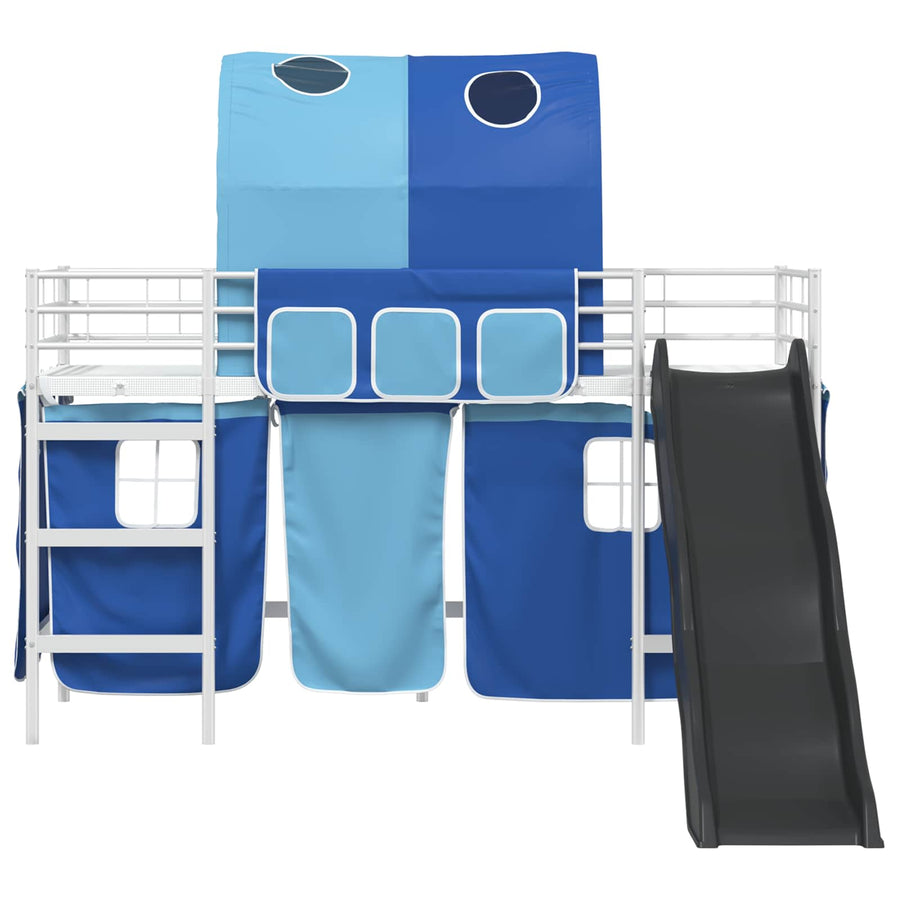 Loftbed voor Kids Wit en Blauw 90 x 190 cm Metaal