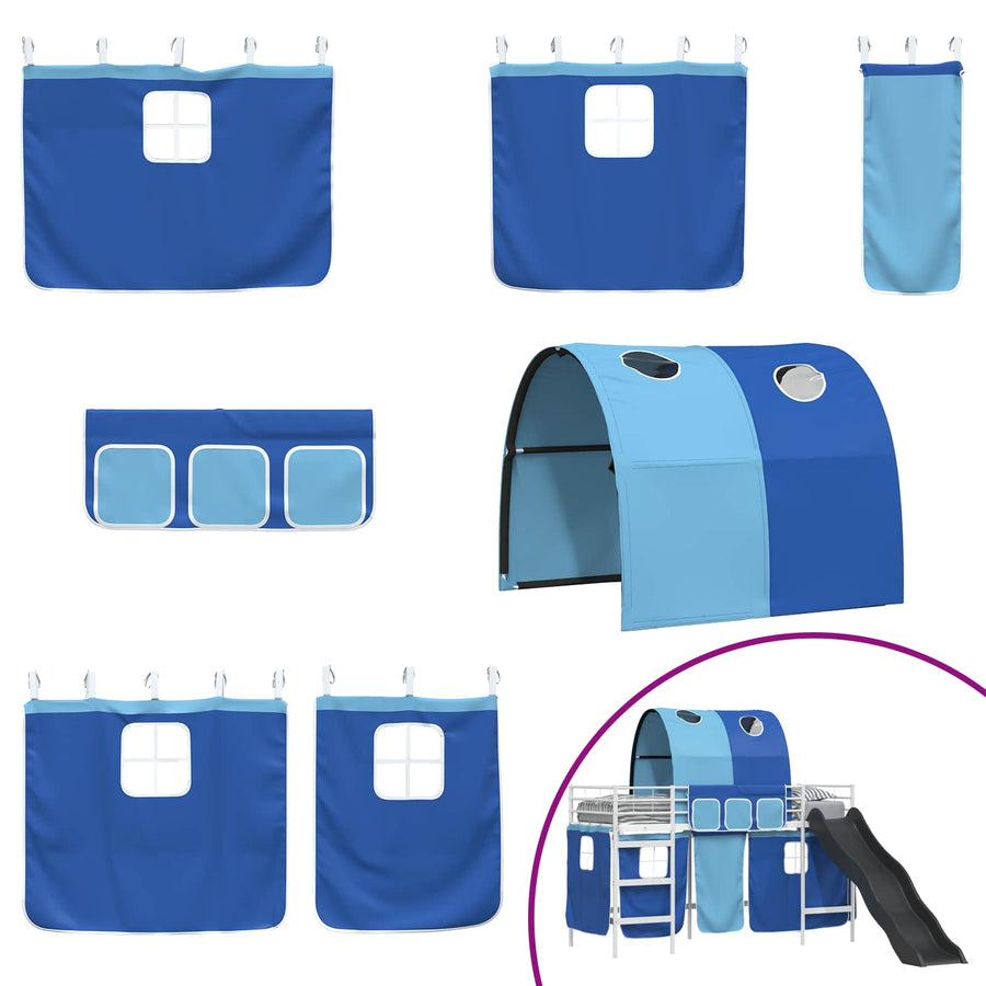 Loftbed voor Kids Wit en Blauw 90 x 190 cm Metaal