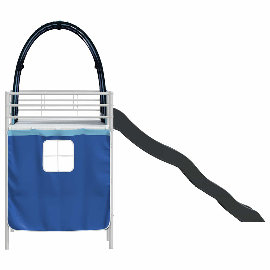 Loftbed voor Kids Wit en Blauw 90 x 190 cm Metaal