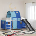 Loftbed voor Kids Wit en Blauw 107 x 200 cm Metaal