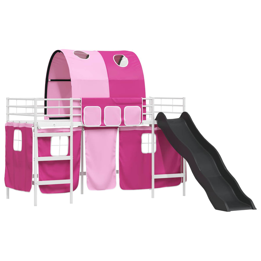 Loftbed voor Kids Wit en Roze 90 x 190 cm Metaal