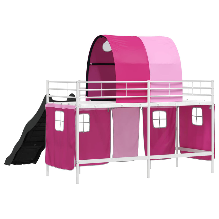 Loftbed voor Kids Wit en Roze 90 x 190 cm Metaal
