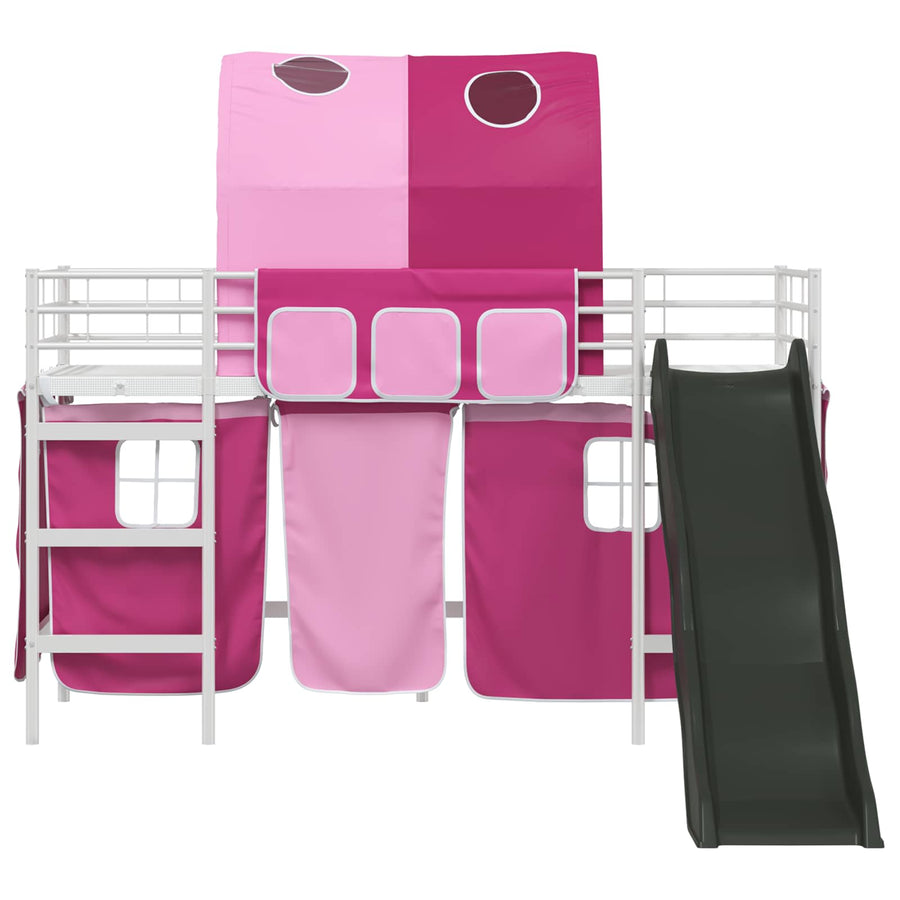 Loftbed voor Kids Wit en Roze 90 x 190 cm Metaal