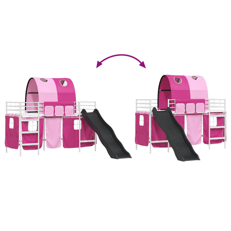 Loftbed voor Kids Wit en Roze 90 x 190 cm Metaal