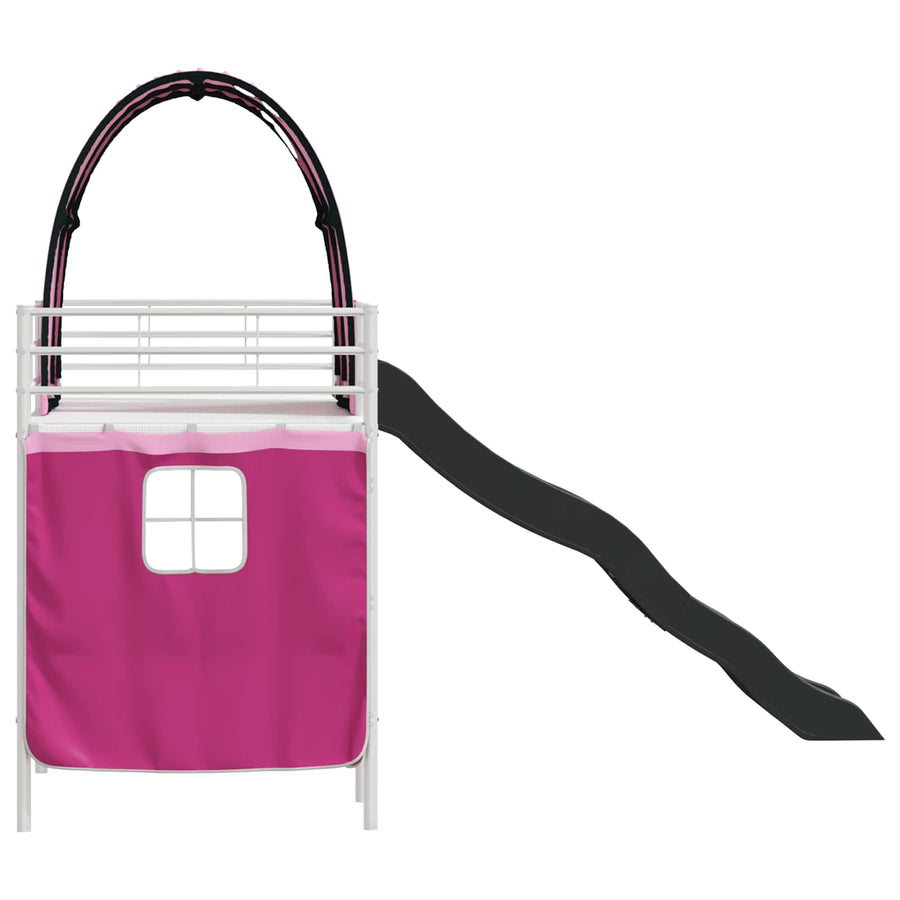 Loftbed voor Kids Wit en Roze 90 x 190 cm Metaal