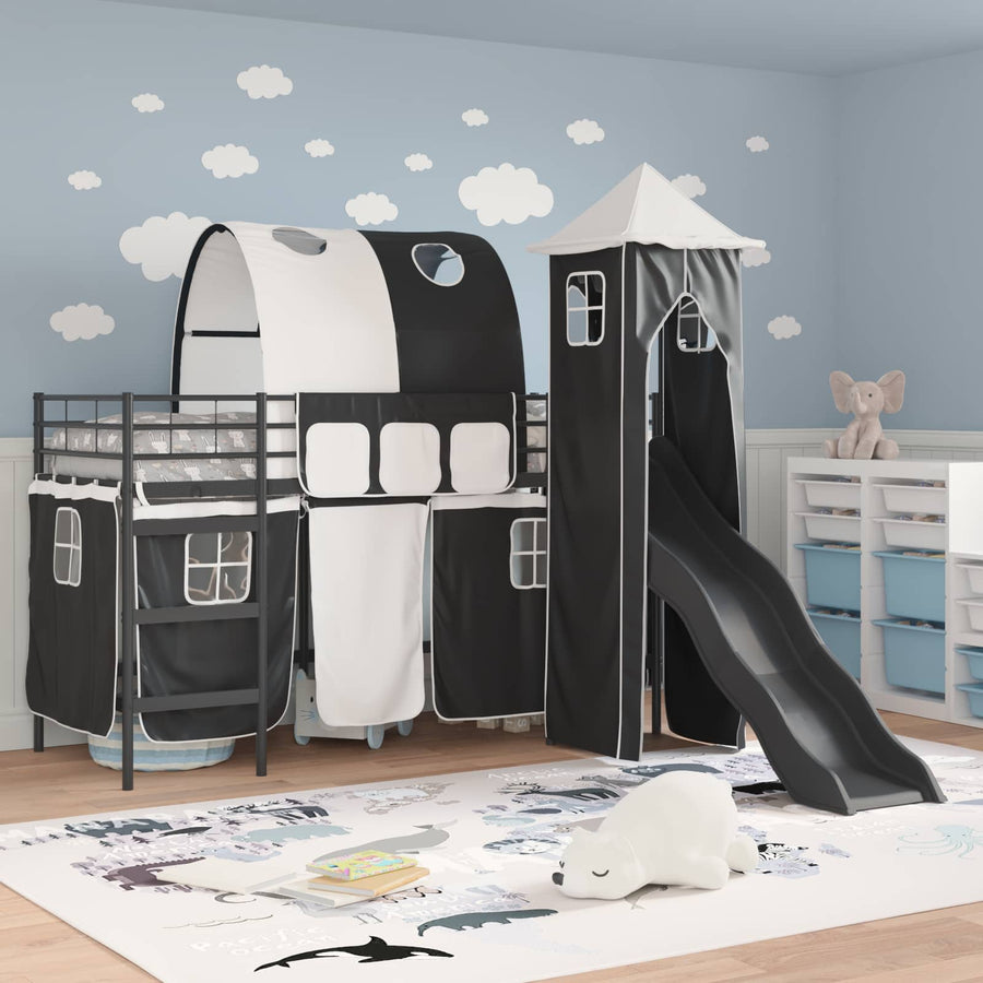 Loftbed voor Kids Zwart 90 x 190 cm Metaal