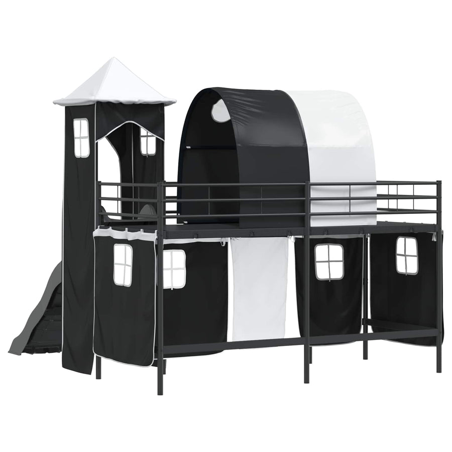Loftbed voor Kids Zwart 90 x 190 cm Metaal