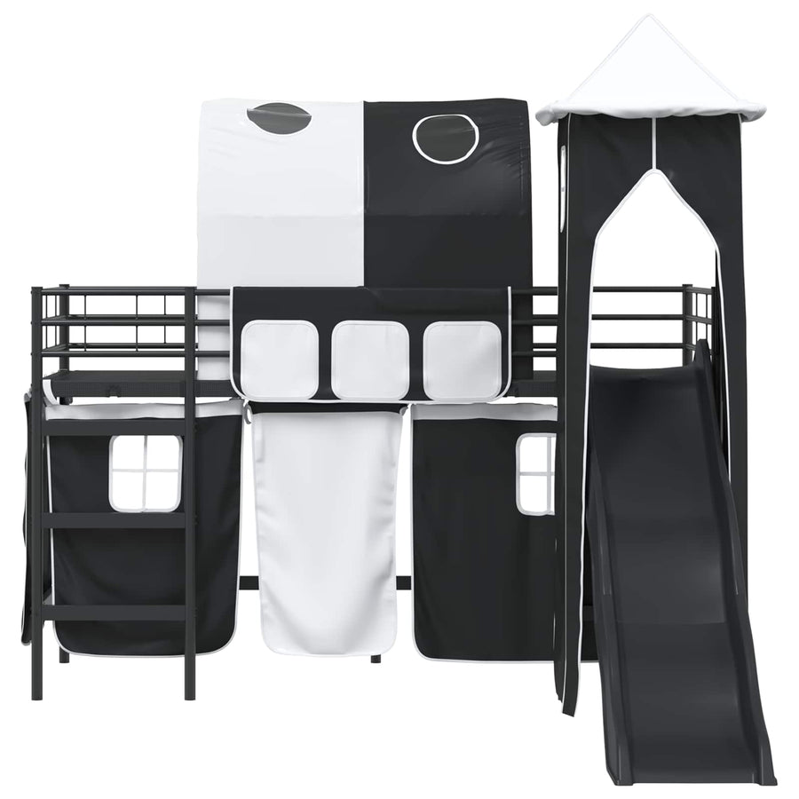 Loftbed voor Kids Zwart 90 x 190 cm Metaal
