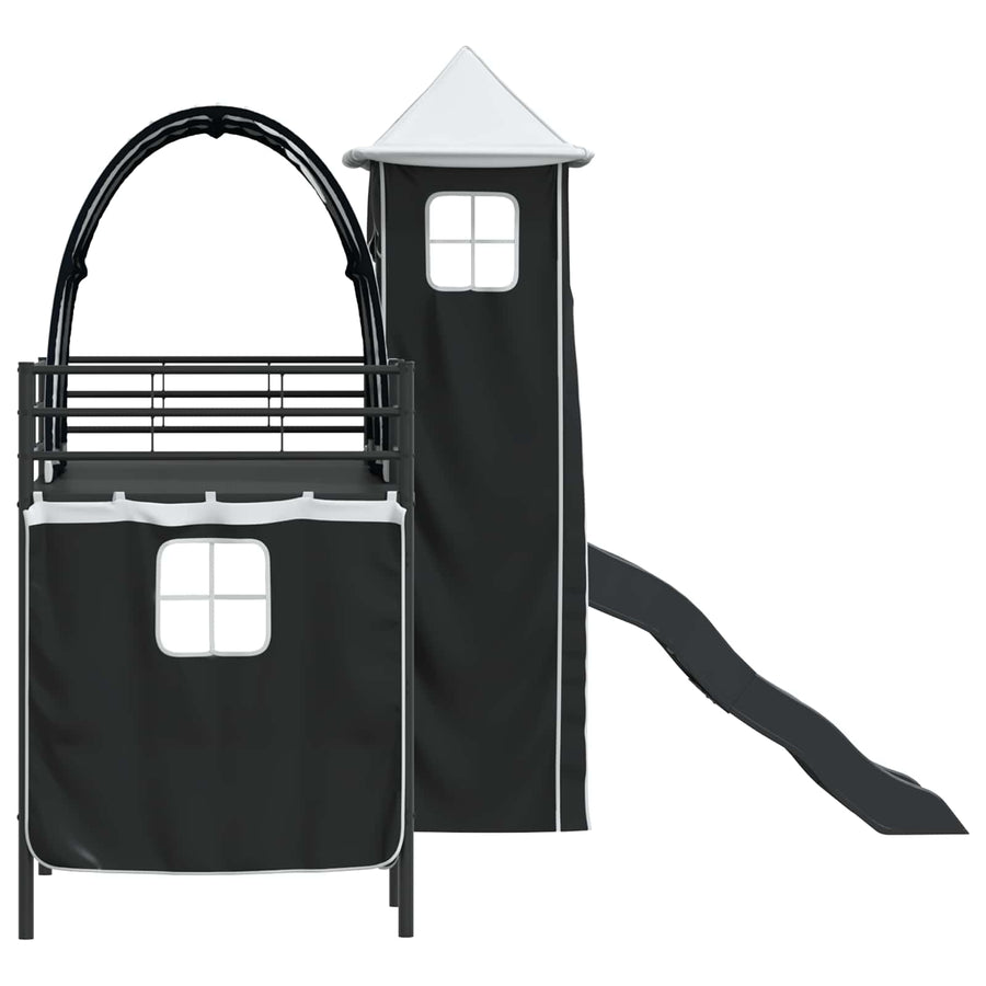 Loftbed voor Kids Zwart 90 x 190 cm Metaal