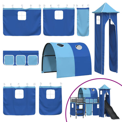Loftbed voor Kids Zwart en Blauw 90 x 190 cm Metaal