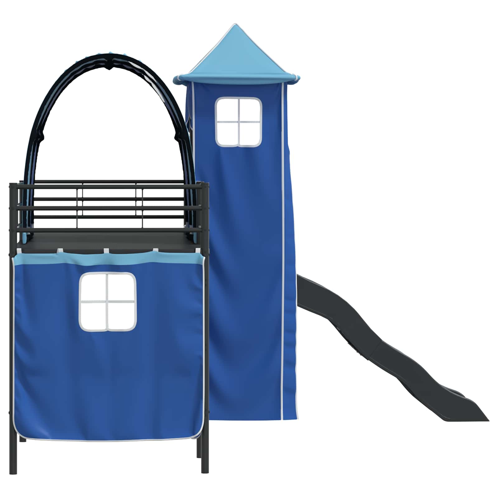 Loftbed voor Kids Zwart en Blauw 90 x 190 cm Metaal