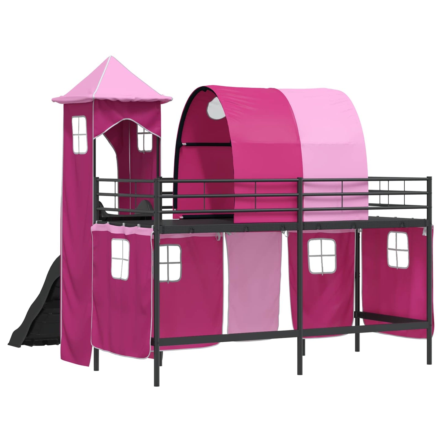 Loftbed voor Kids Zwart en Roze 90 x 190 cm Metaal