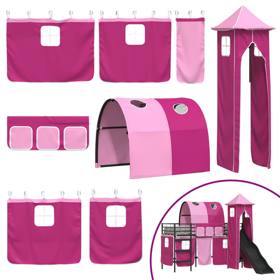 Loftbed voor Kids Zwart en Roze 90 x 190 cm Metaal