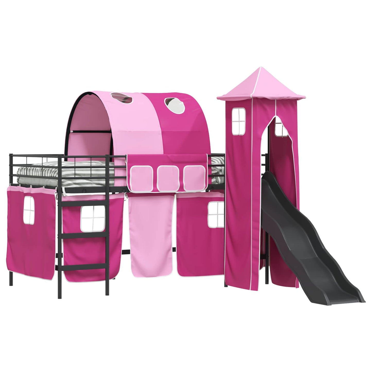 Loftbed voor Kids Zwart en Roze 90 x 200 cm Metaal